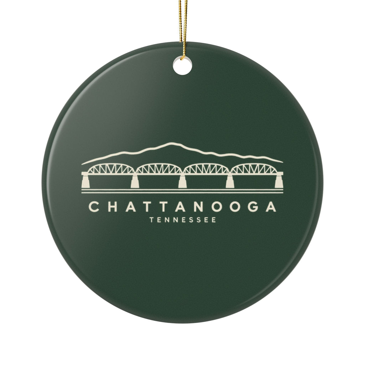 Chattanooga Walnut Street Bridge Ornament (Forest Green)