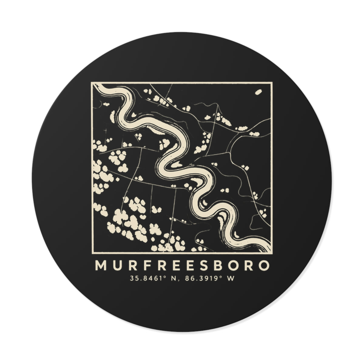 Murfreesboro Topo Map Sticker (Black)