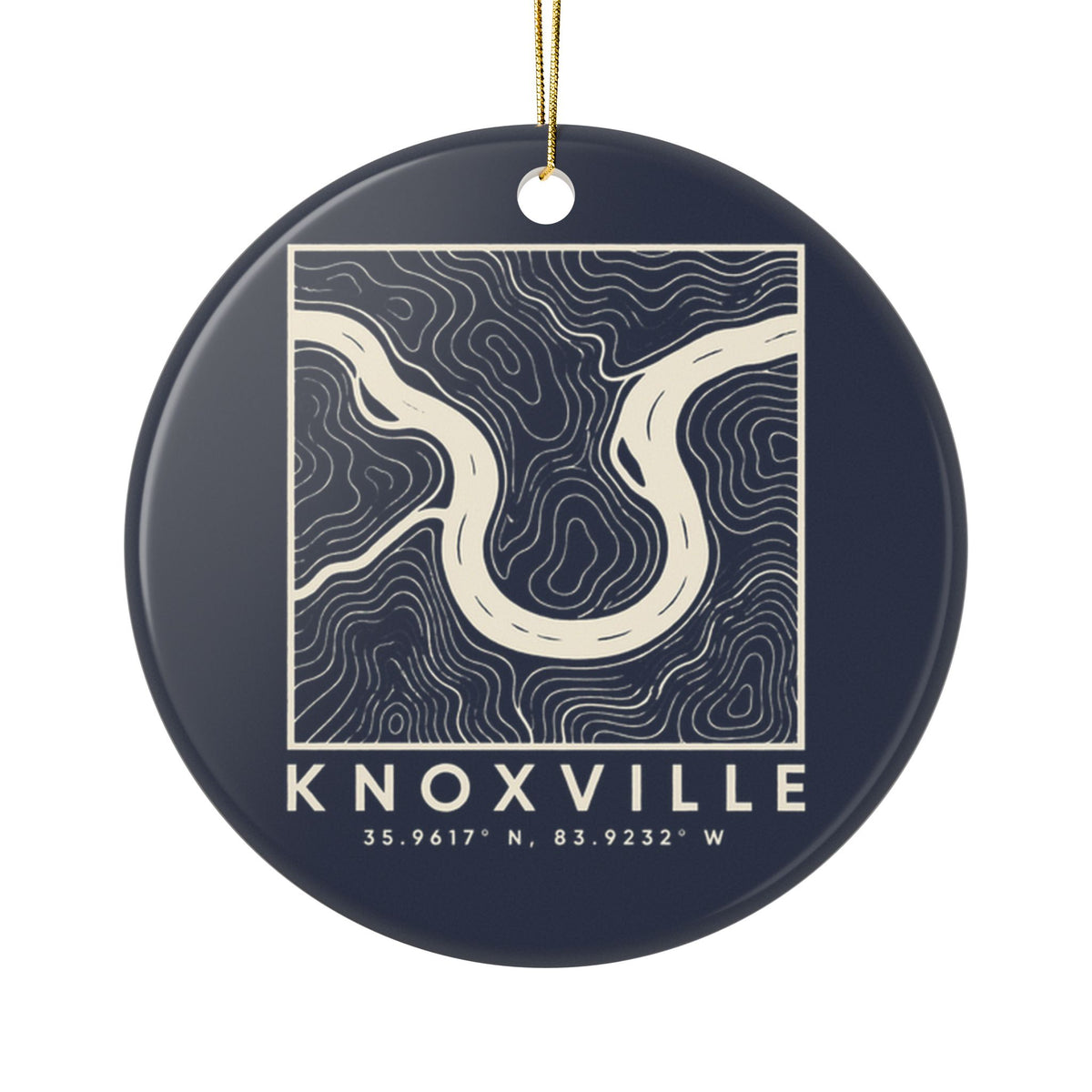 Knoxville Topo Map Ornament (Navy)