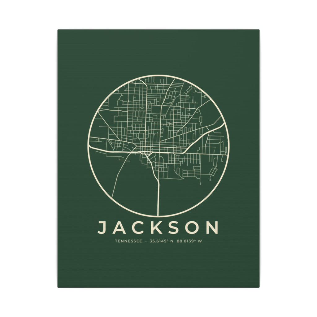 Jackson Street Map Canvas Print (Forest Green)