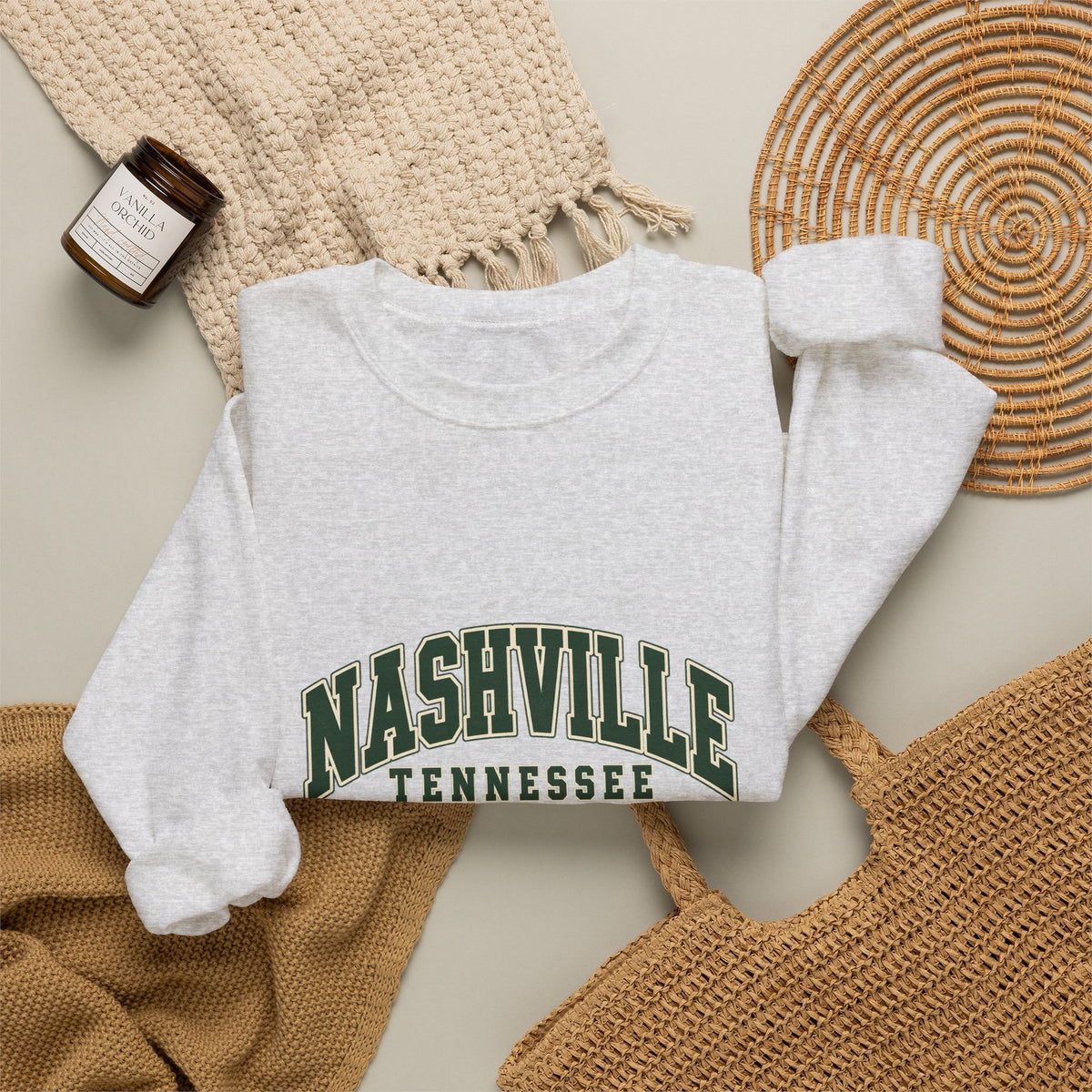 Nashville Vintage Varsity Crewneck Sweatshirt