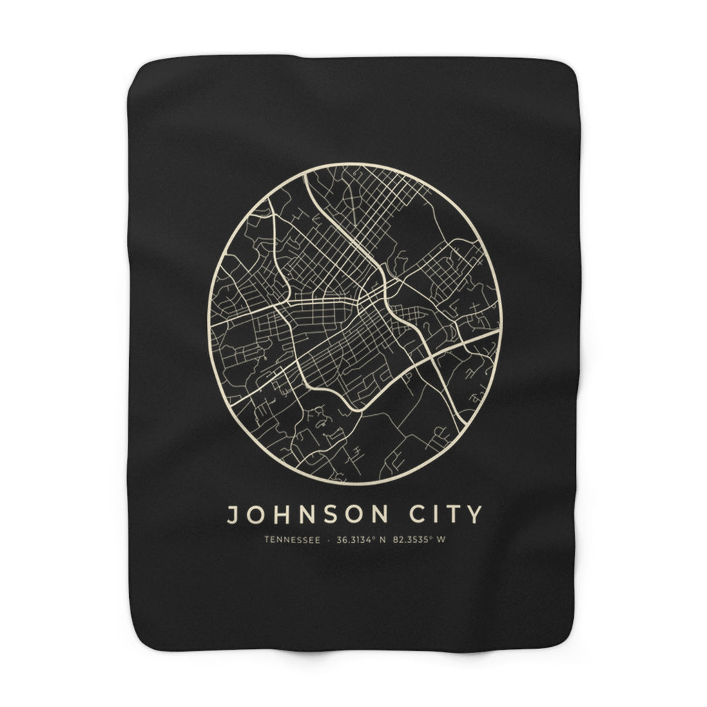 Johnson City Street Map Sherpa Blanket (Black)