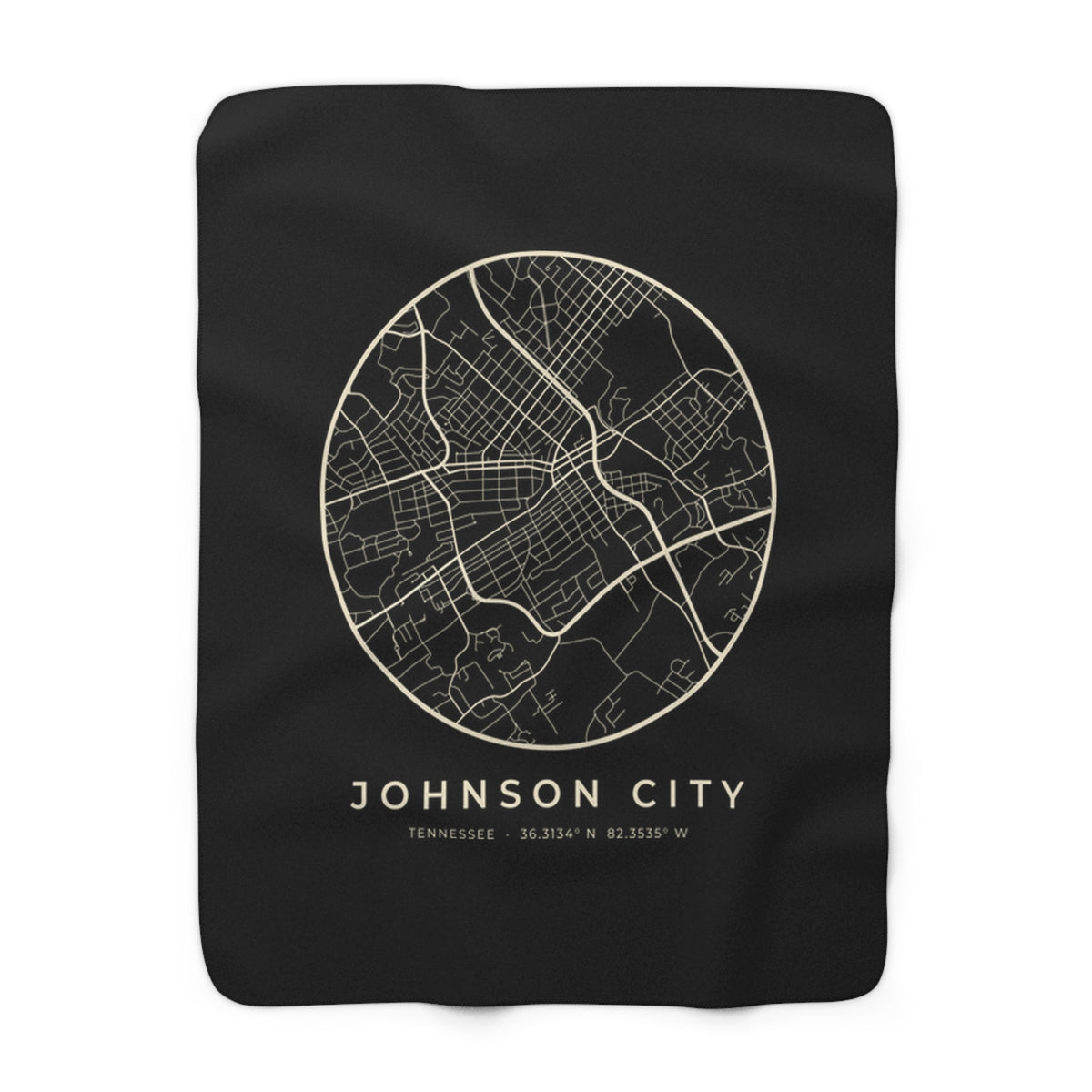 Johnson City Street Map Sherpa Blanket (Black)