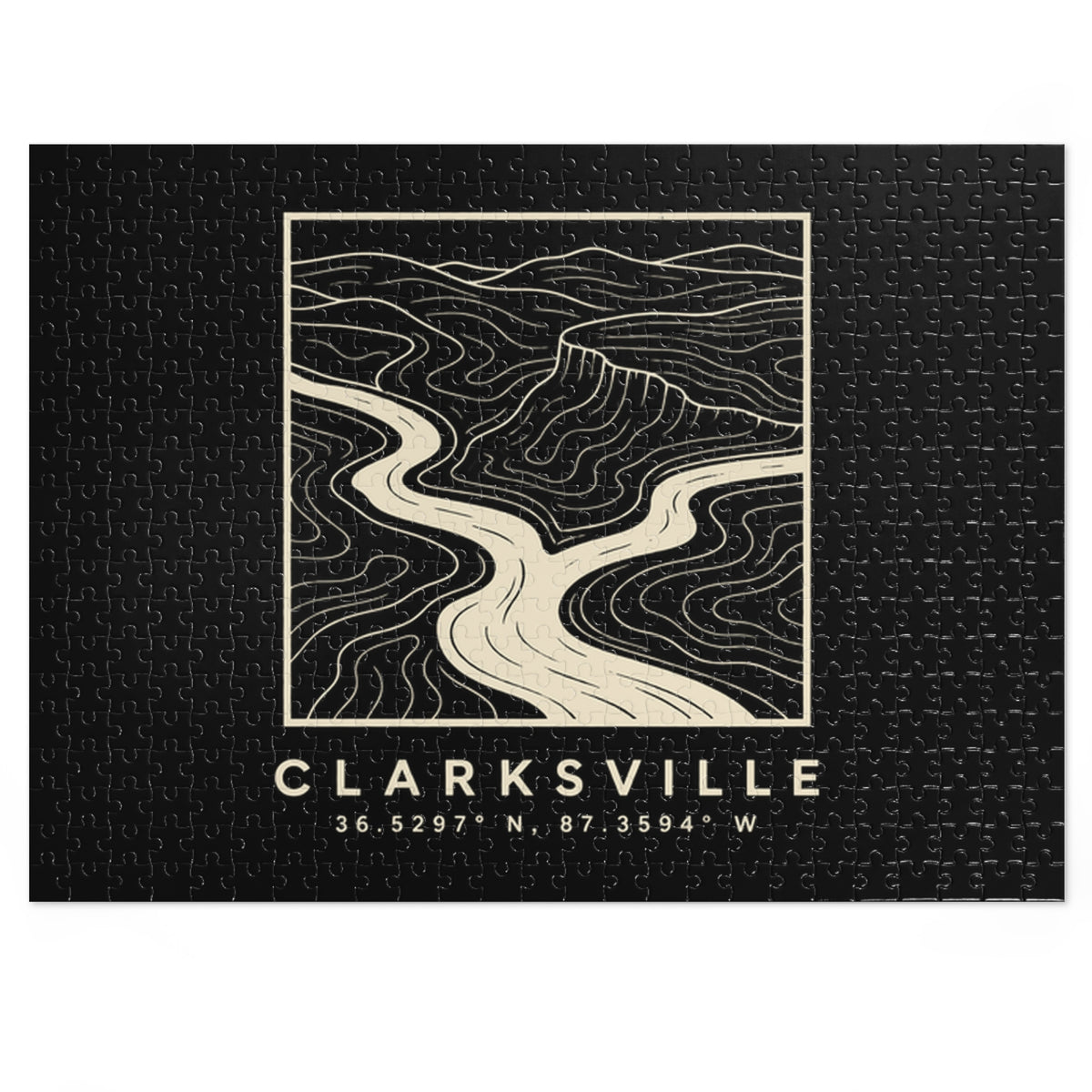 Clarksville Topo Map Puzzle (Black)