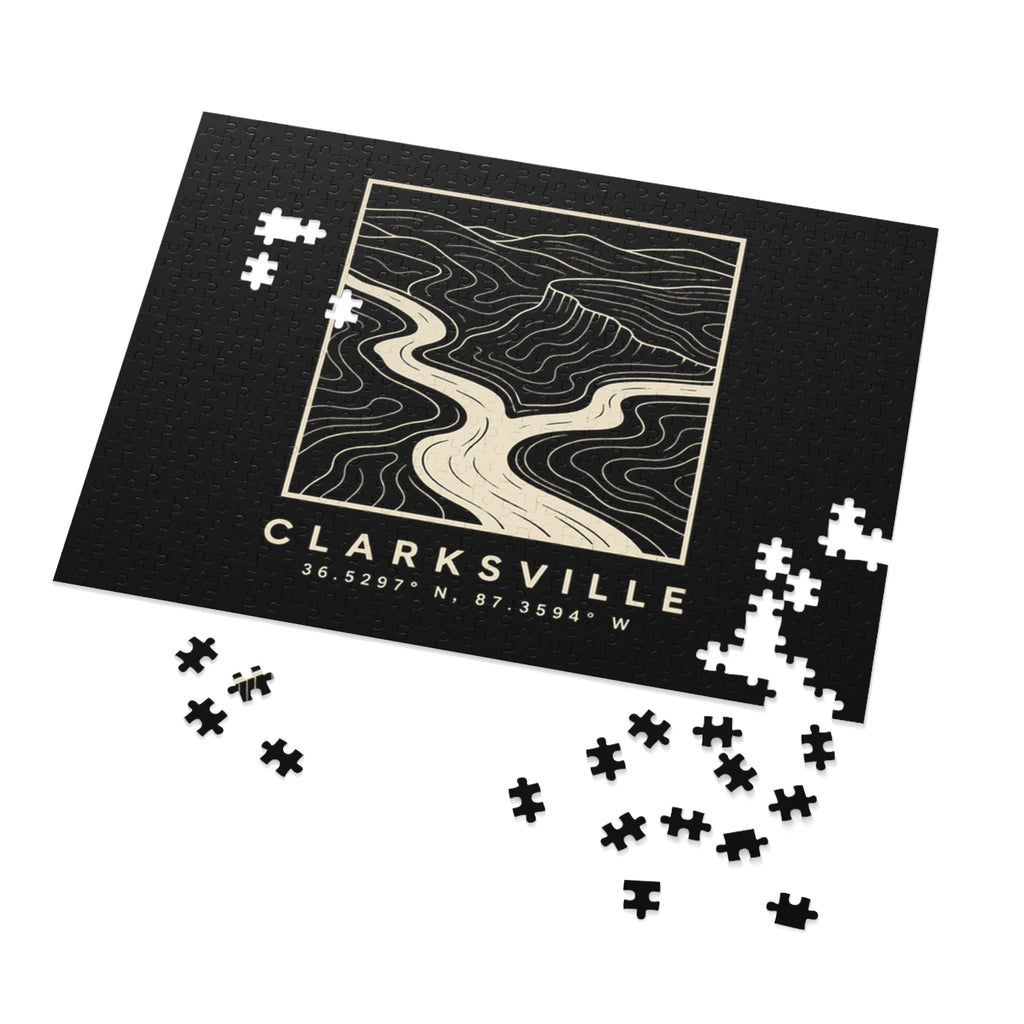 Clarksville Topo Map Puzzle (Black)