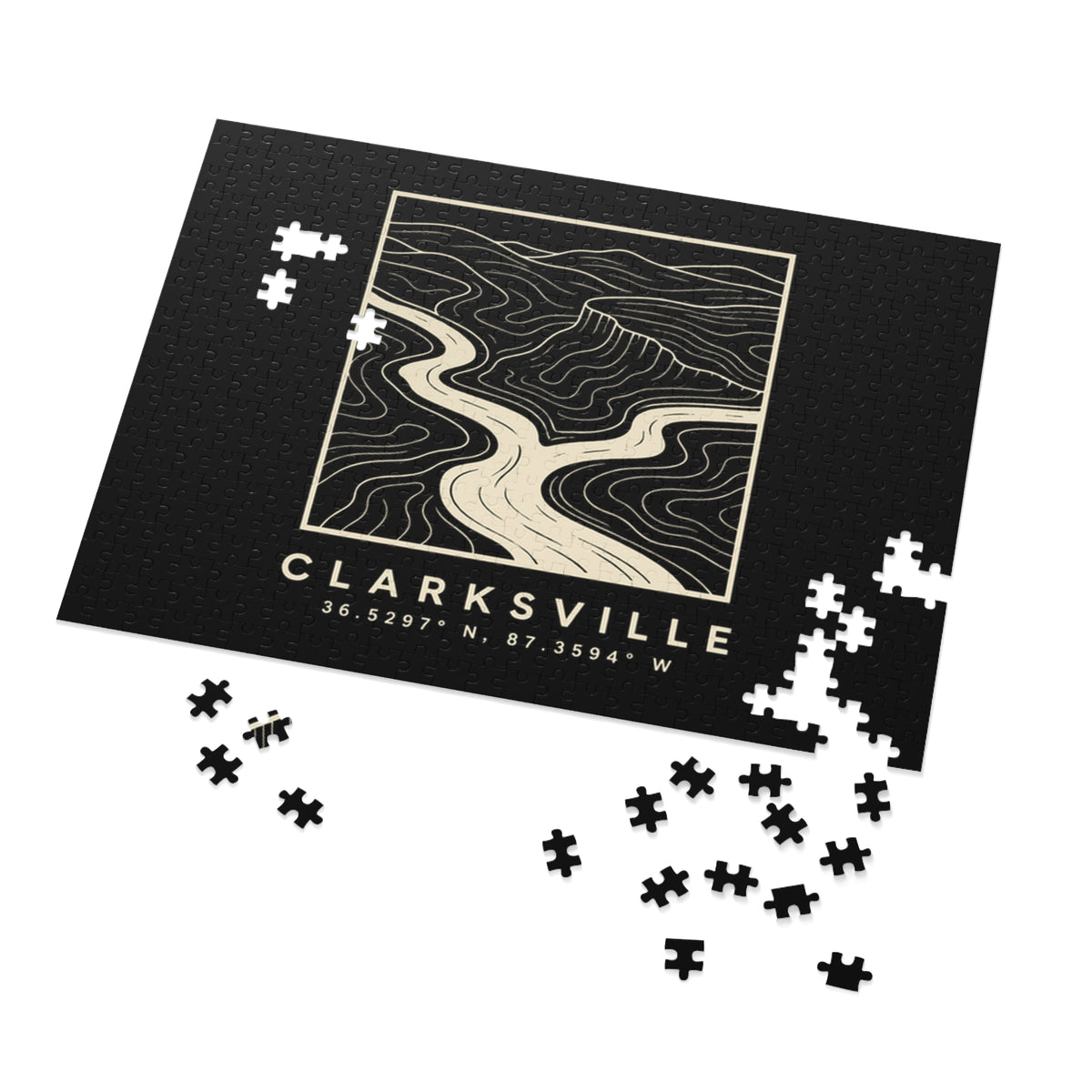 Clarksville Topo Map Puzzle (Black)