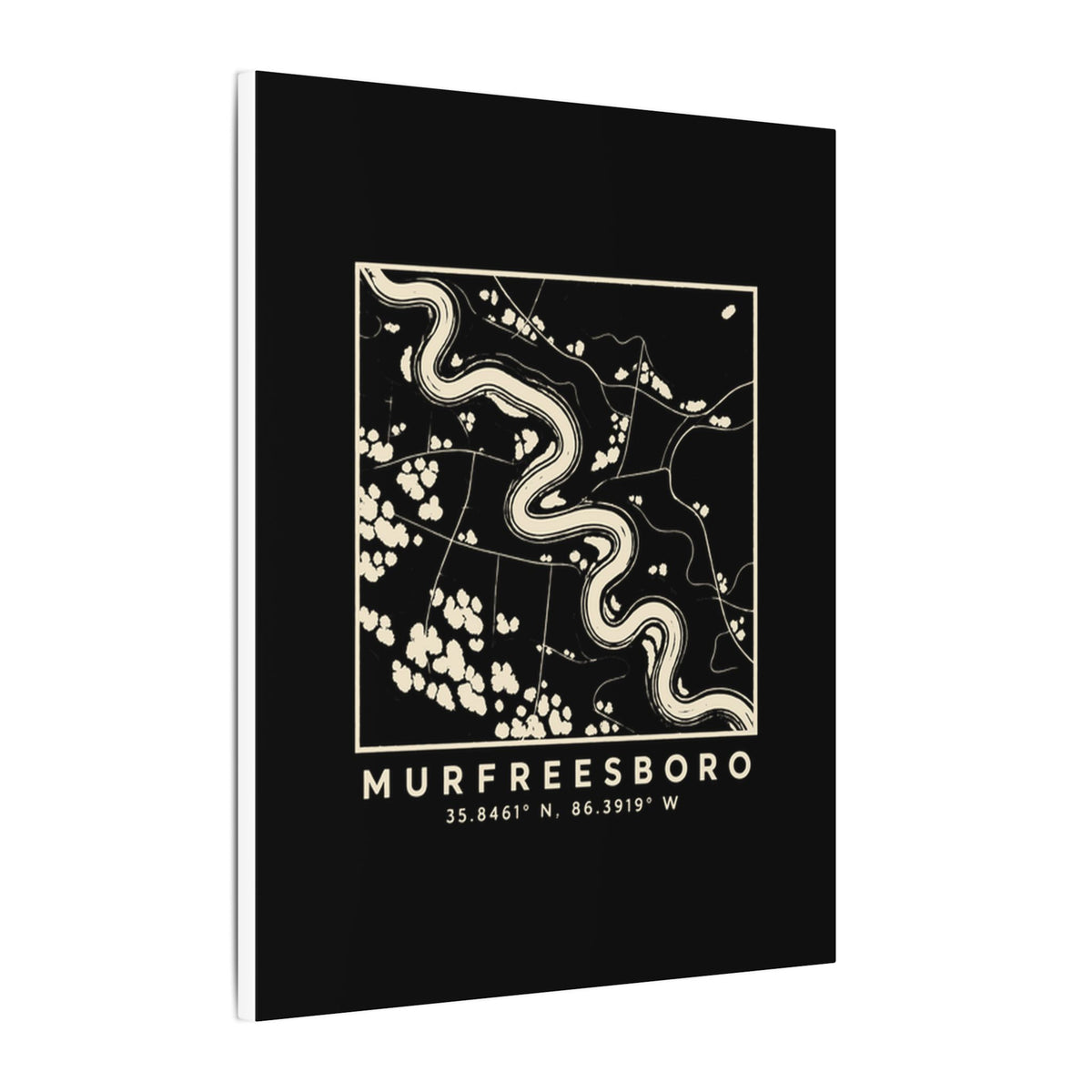Murfreesboro Topo Map Canvas Print (Black)