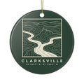 Clarksville Topo Map Ornament (Forest Green)
