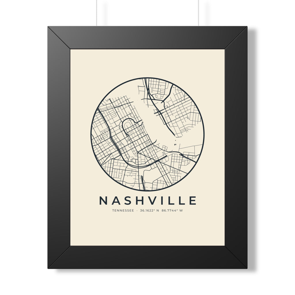 Nashville Street Map Framed Print
