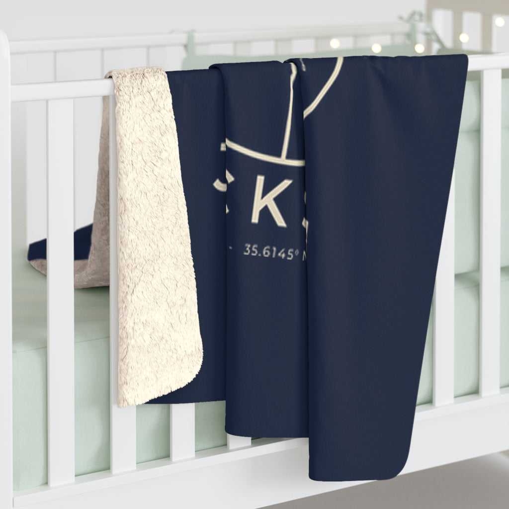 Jackson Street Map Sherpa Blanket (Navy)