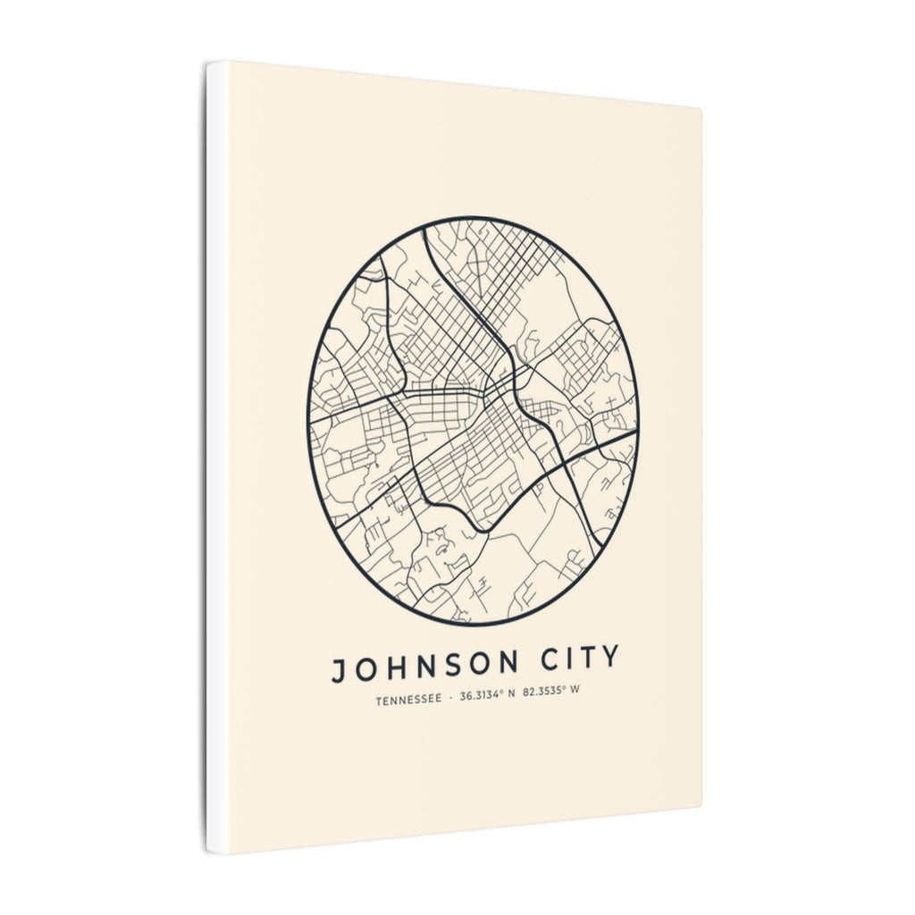 Johnson City Street Map Canvas Print