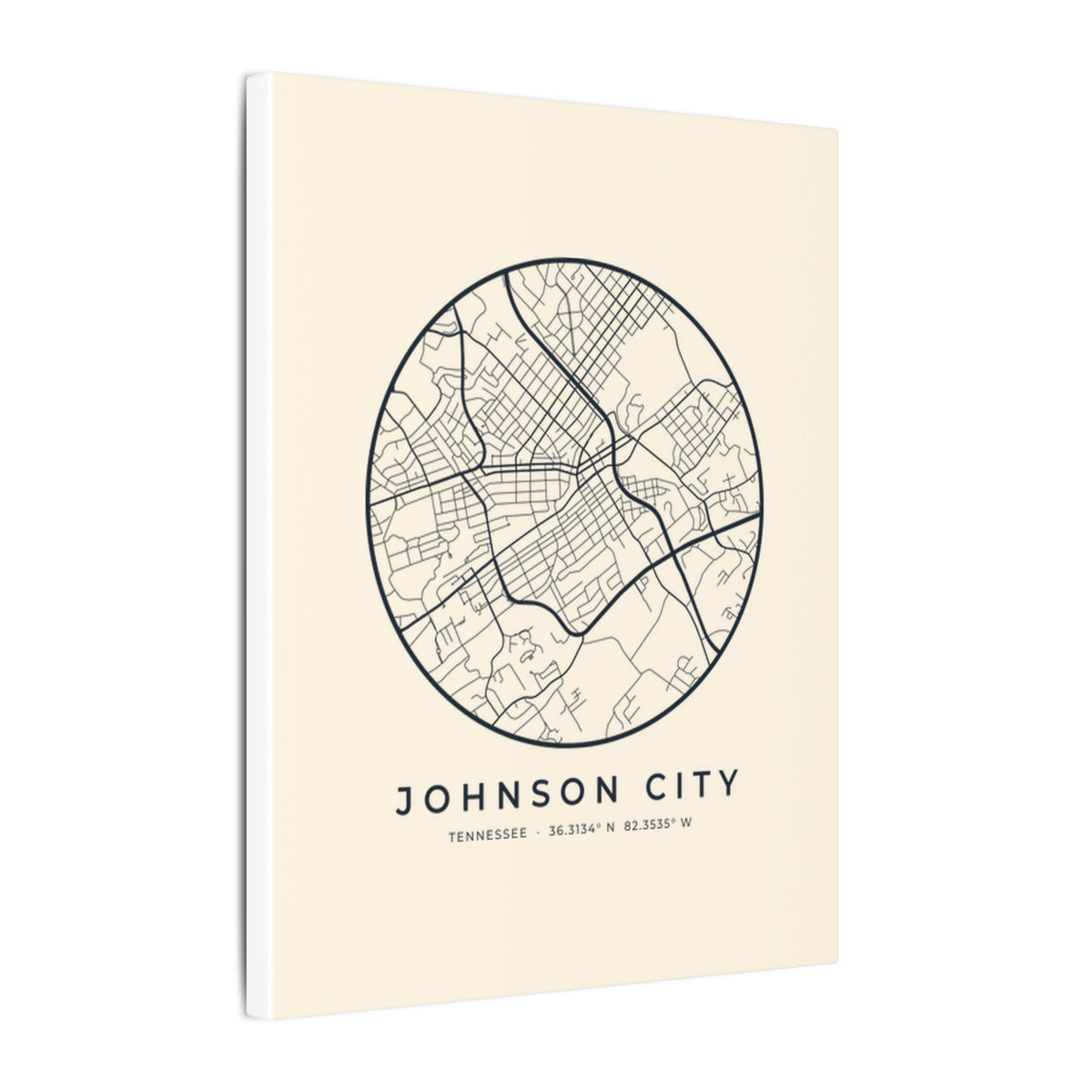 Johnson City Street Map Canvas Print