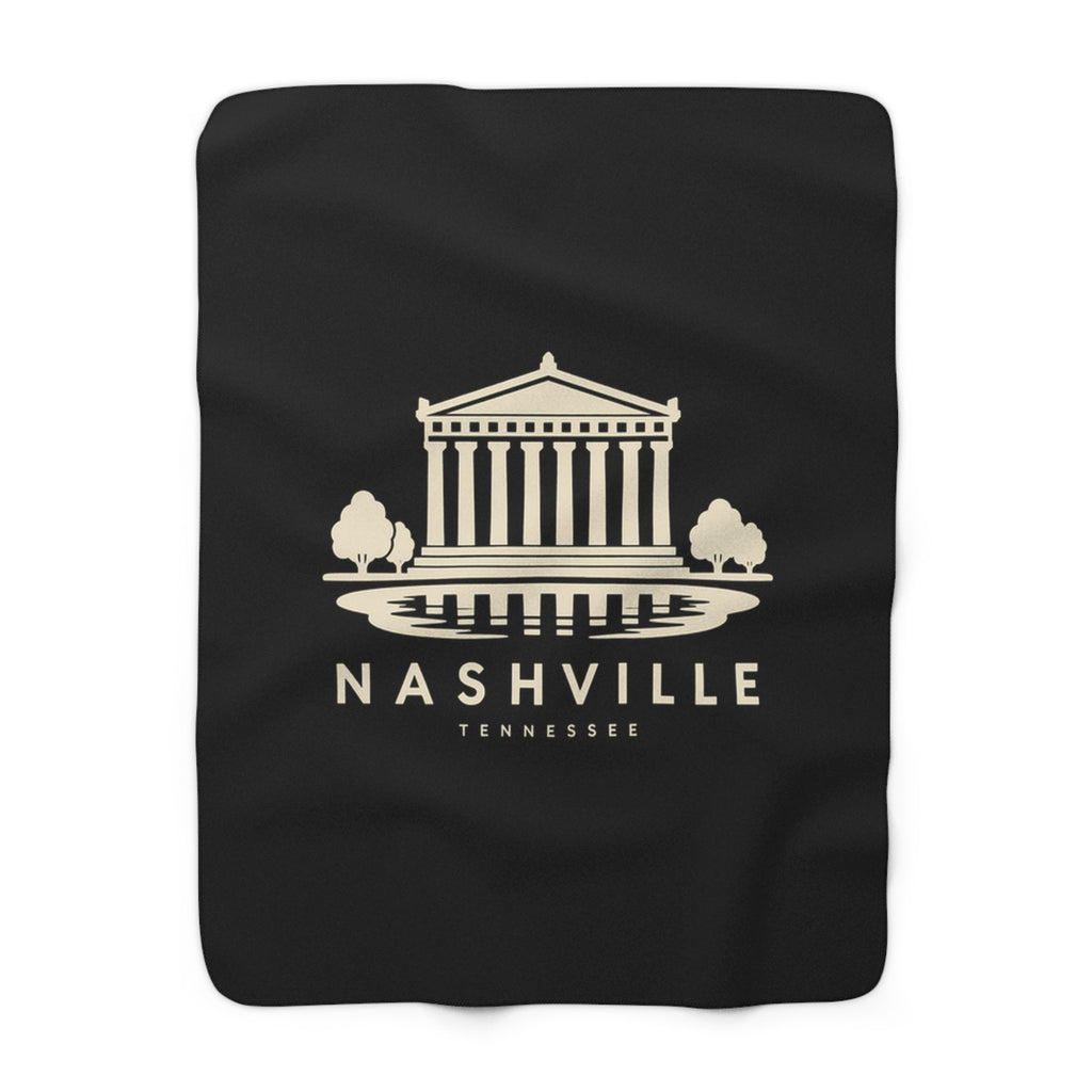 Nashville Parthenon Sherpa Blanket (Black)