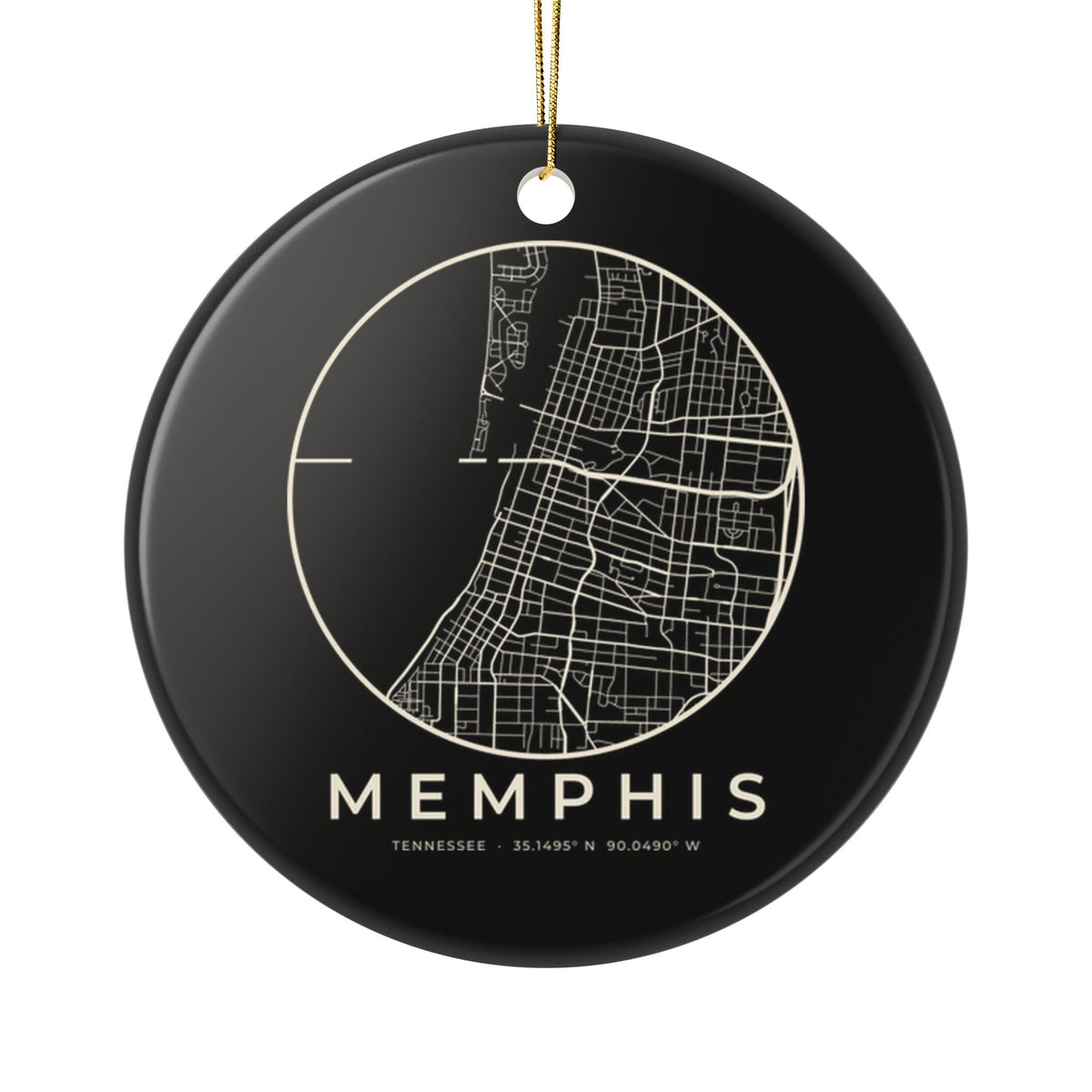Memphis Street Map Ornament (Black)