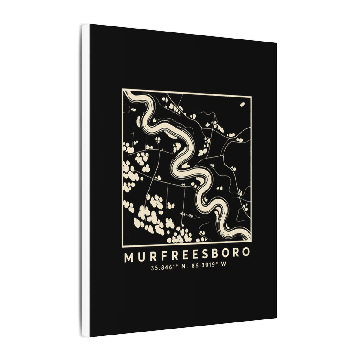 Murfreesboro Topo Map Canvas Print (Black)