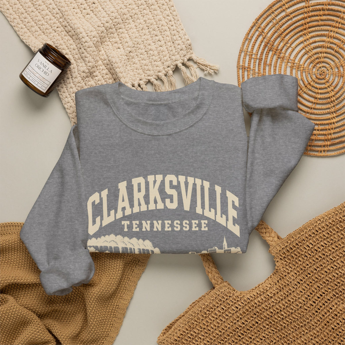 Clarksville Vintage Varsity Crewneck Sweatshirt
