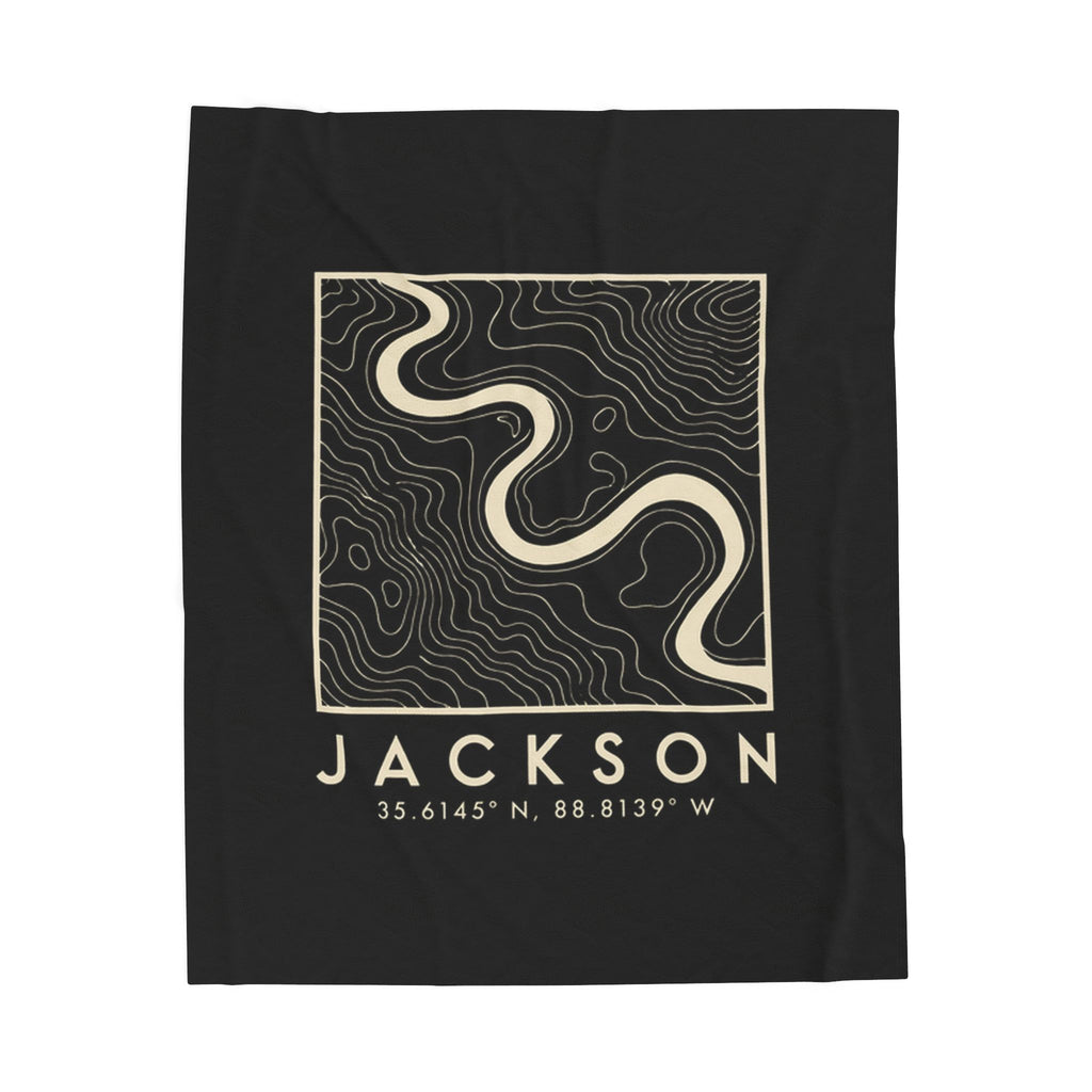 Jackson Topo Map Blanket (Black)