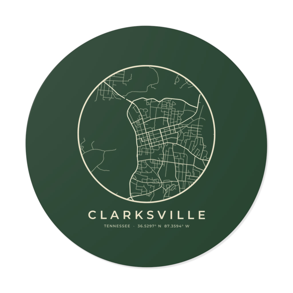 Clarksville Street Map Sticker (Forest Green)