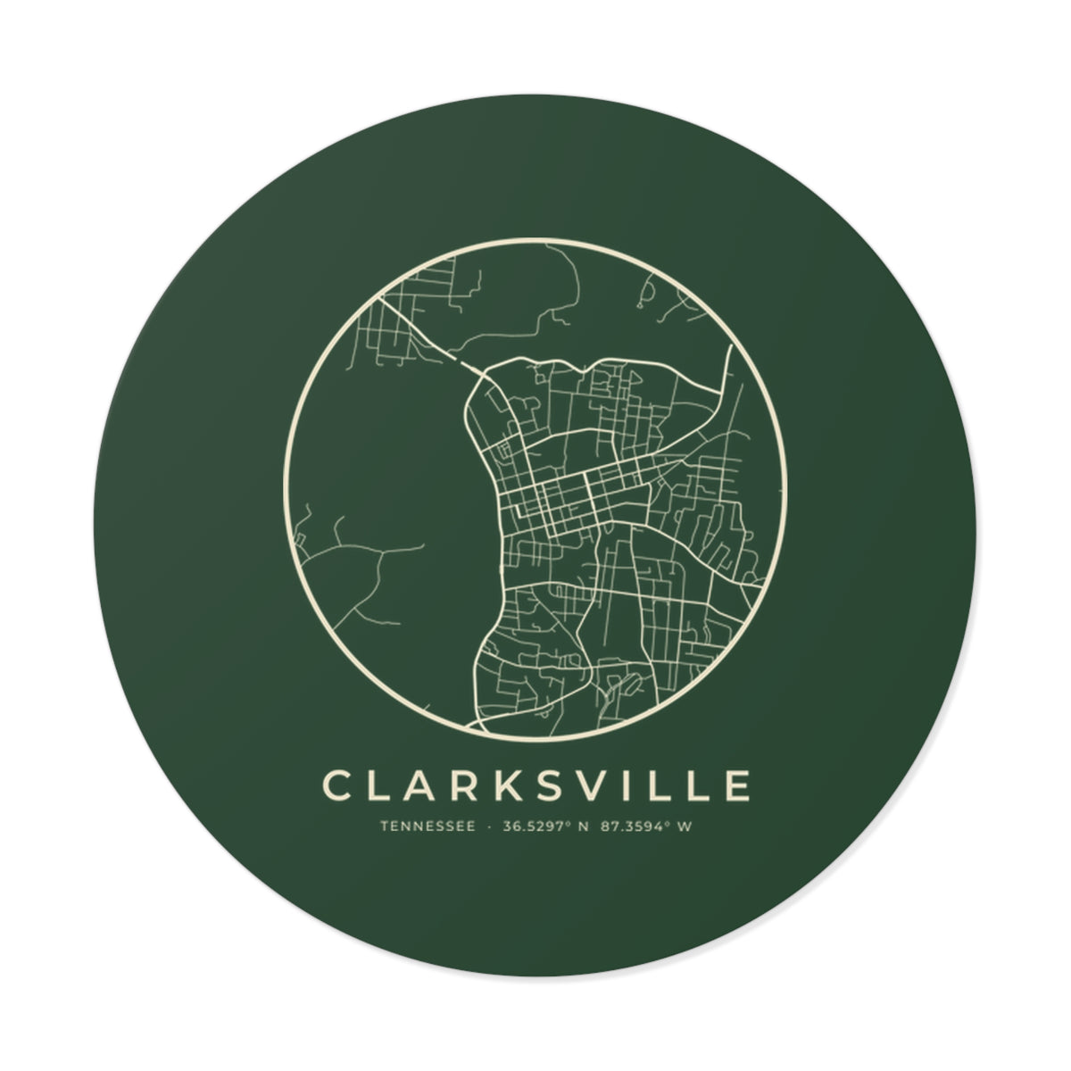 Clarksville Street Map Sticker (Forest Green)