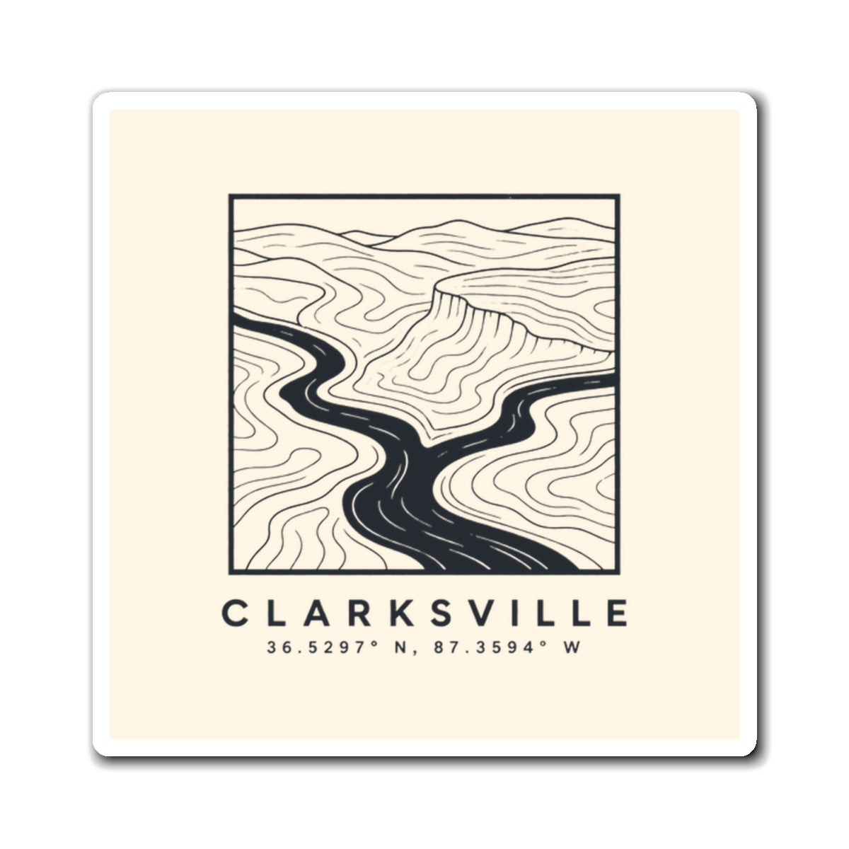 Clarksville Topo Map Magnet