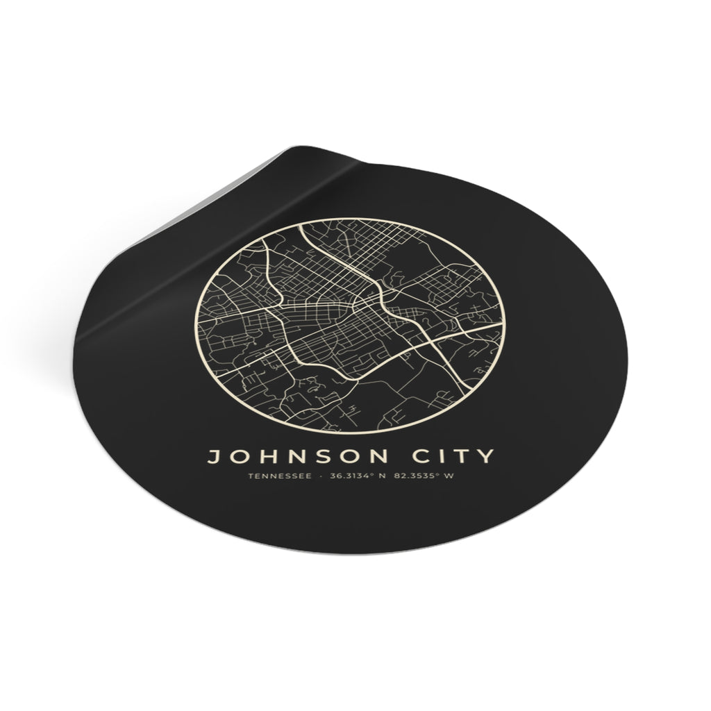 Johnson City Street Map Sticker (Black)