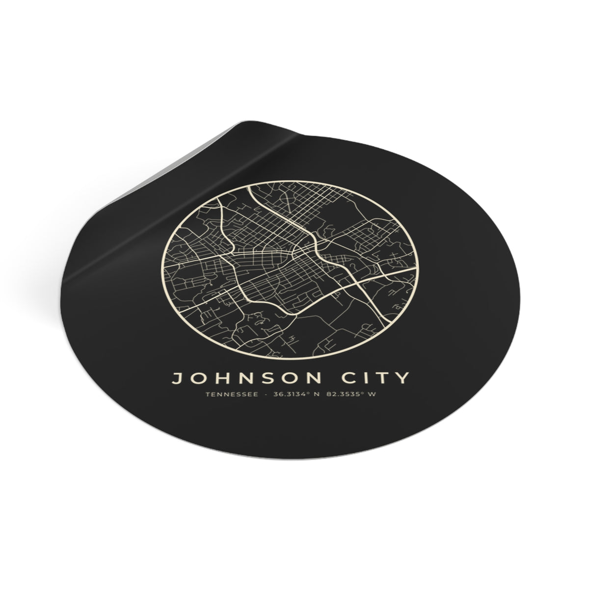 Johnson City Street Map Sticker (Black)