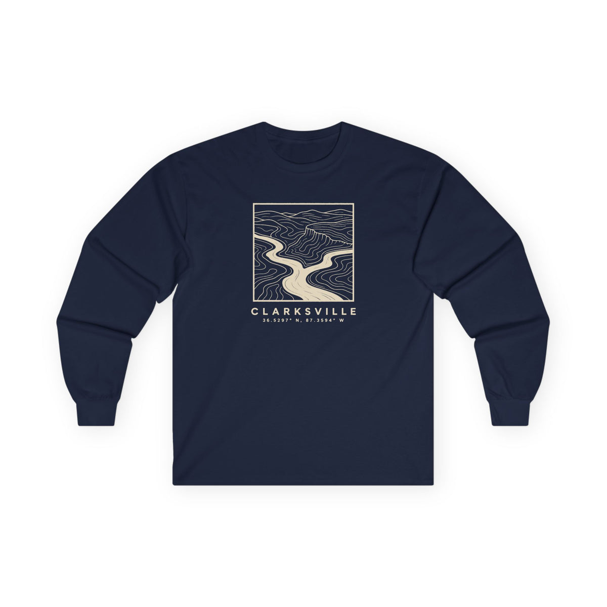 Clarksville Topo Map Long Sleeve T-Shirt