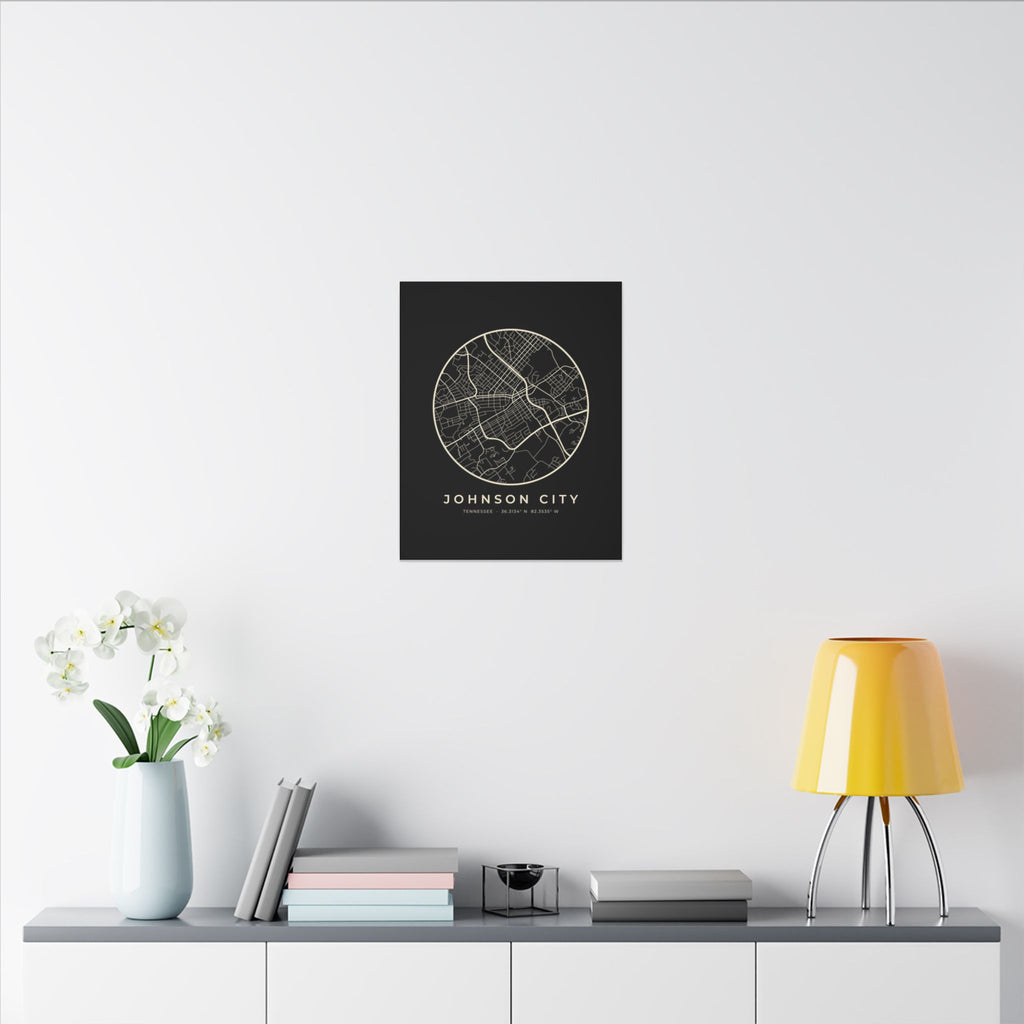 Johnson City Street Map Canvas Print (Black)