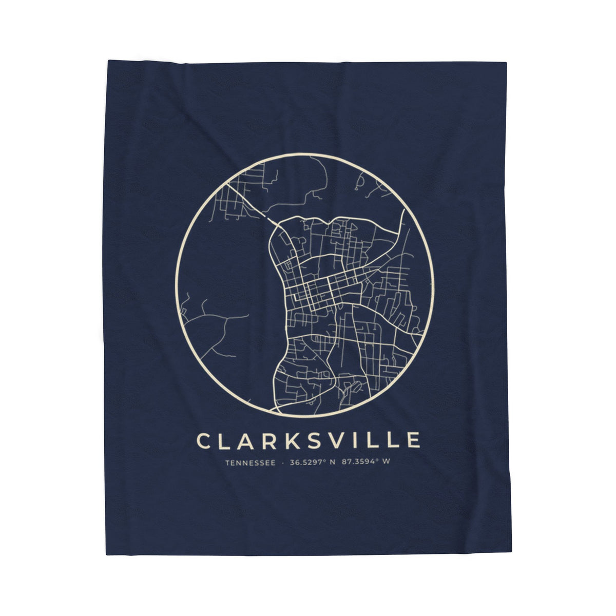 Clarksville Street Map Blanket (Navy)
