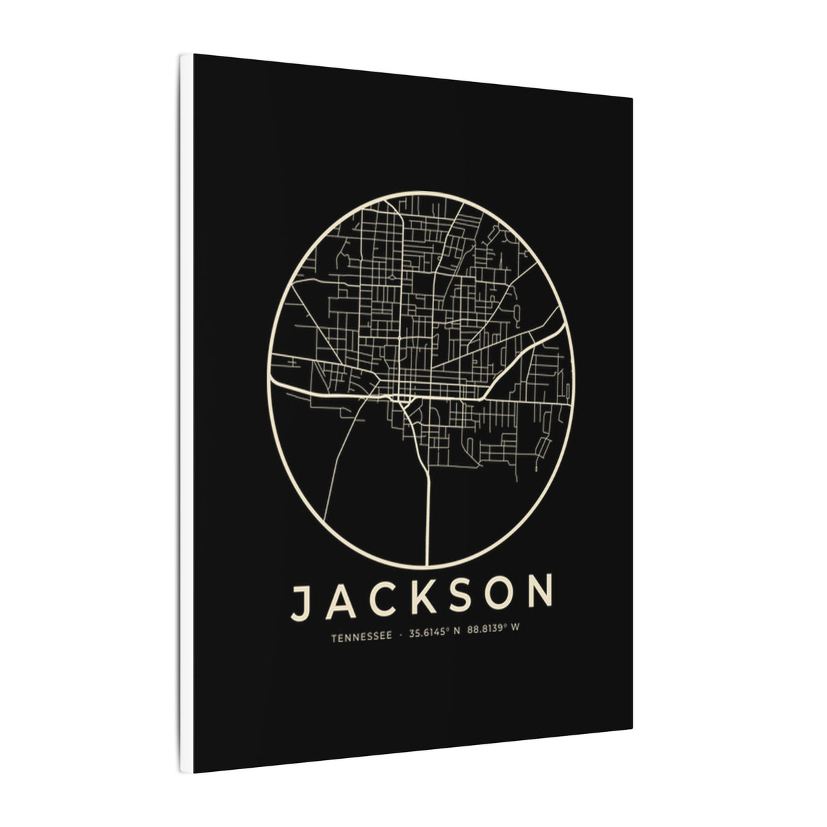 Jackson Street Map Canvas Print (Black)