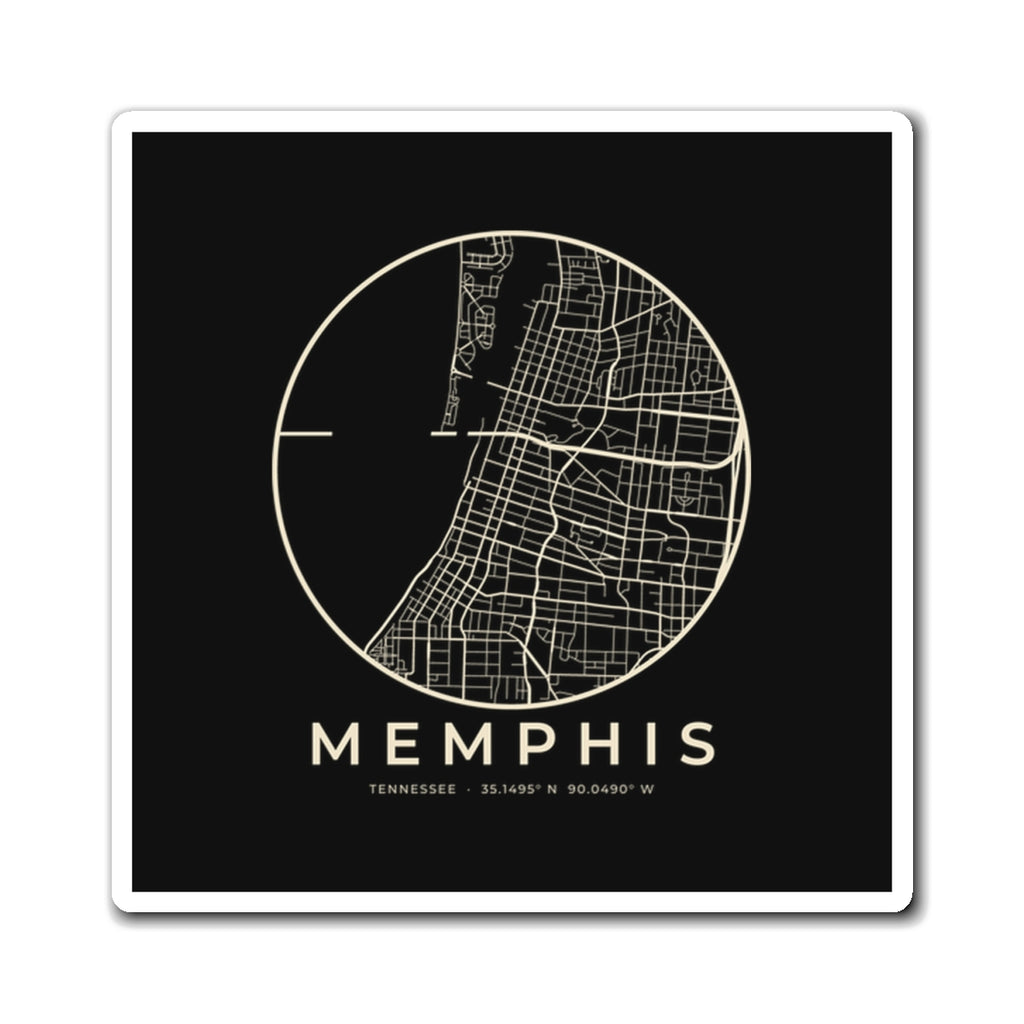 Memphis Street Map Magnet (Black)
