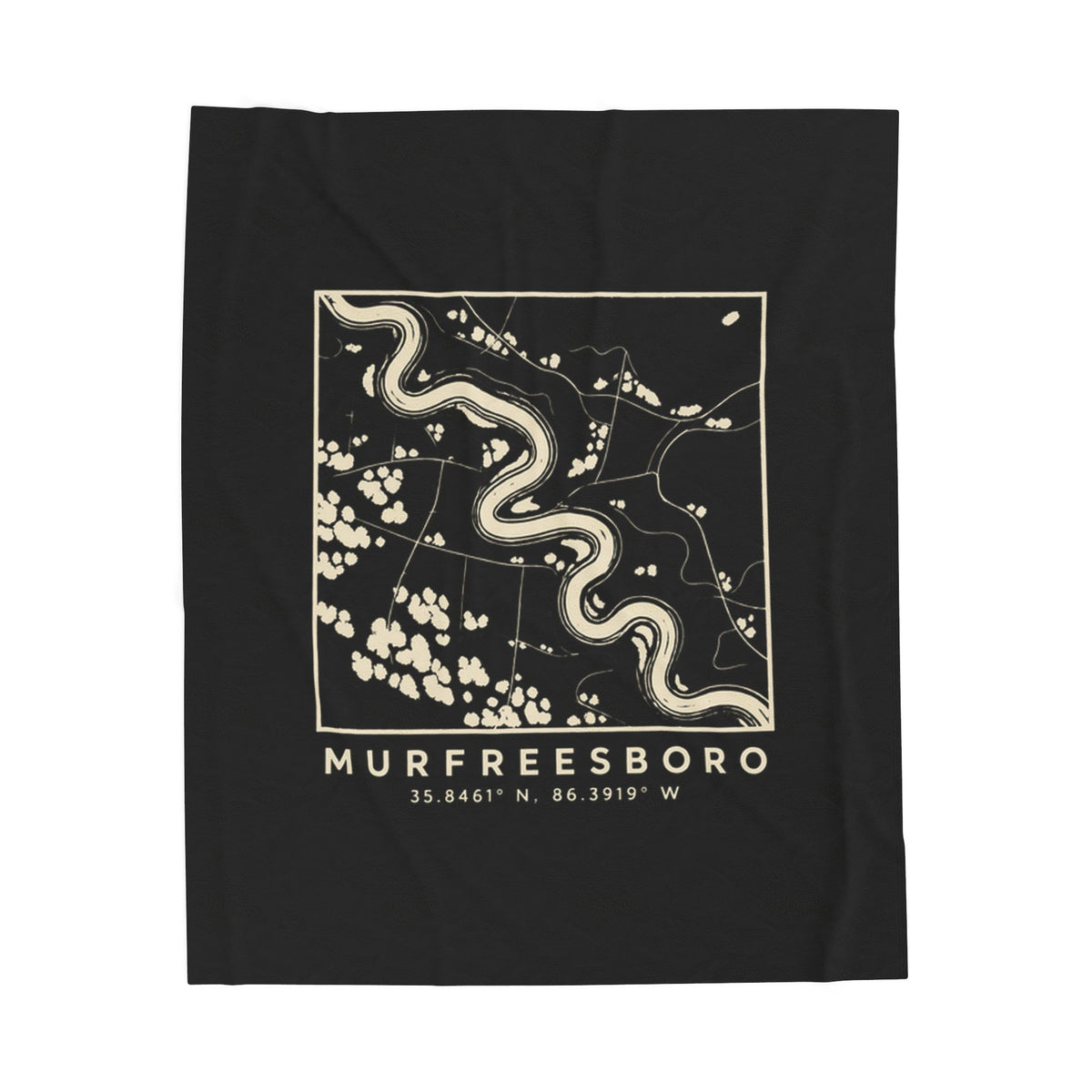 Murfreesboro Topo Map Blanket (Black)