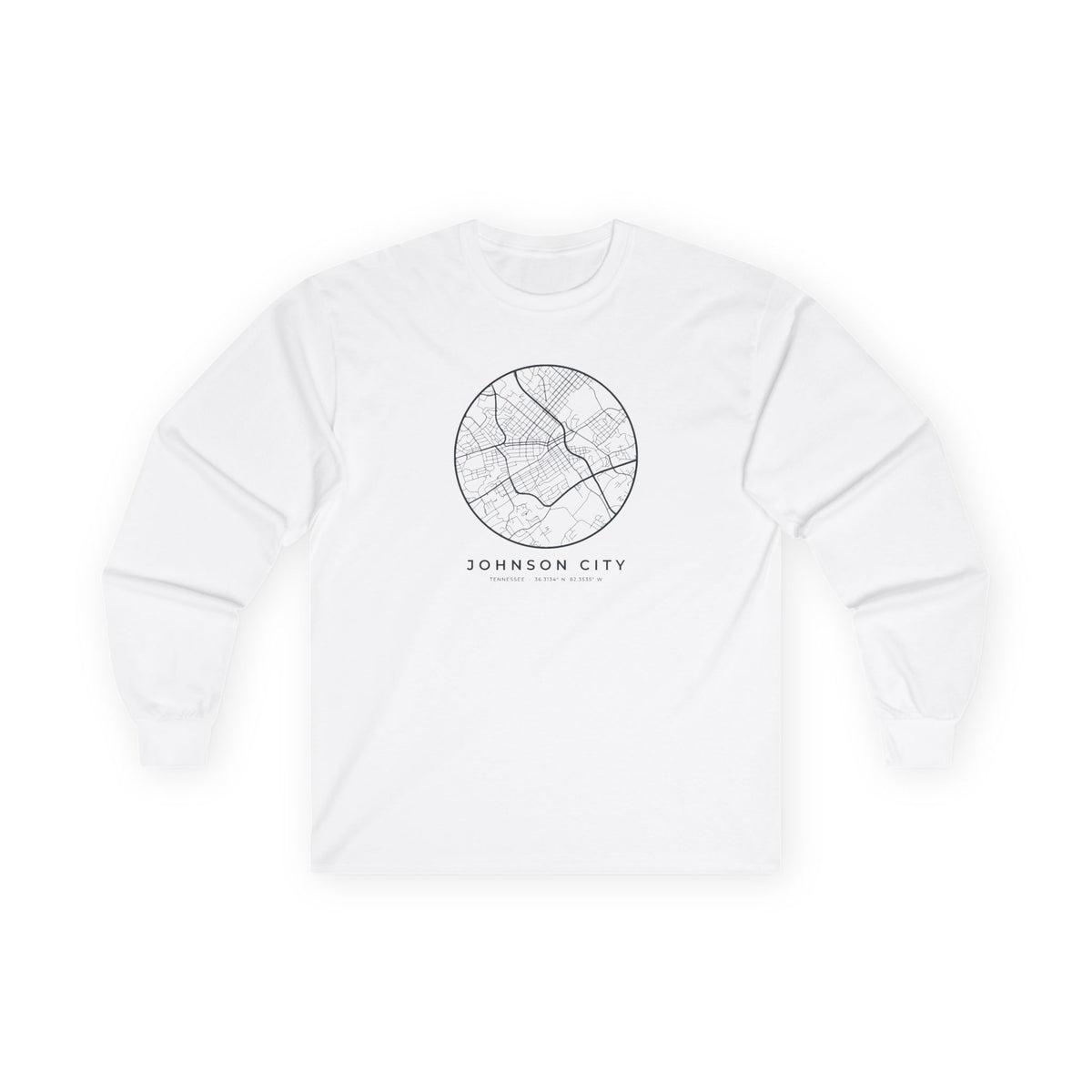 Johnson City Street Map Long Sleeve T-Shirt