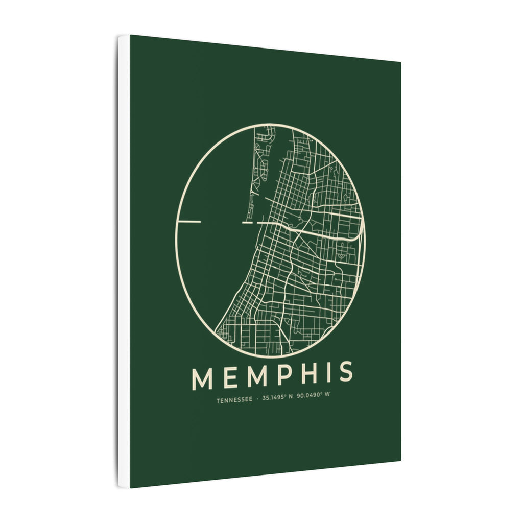 Memphis Street Map Canvas Print (Forest Green)
