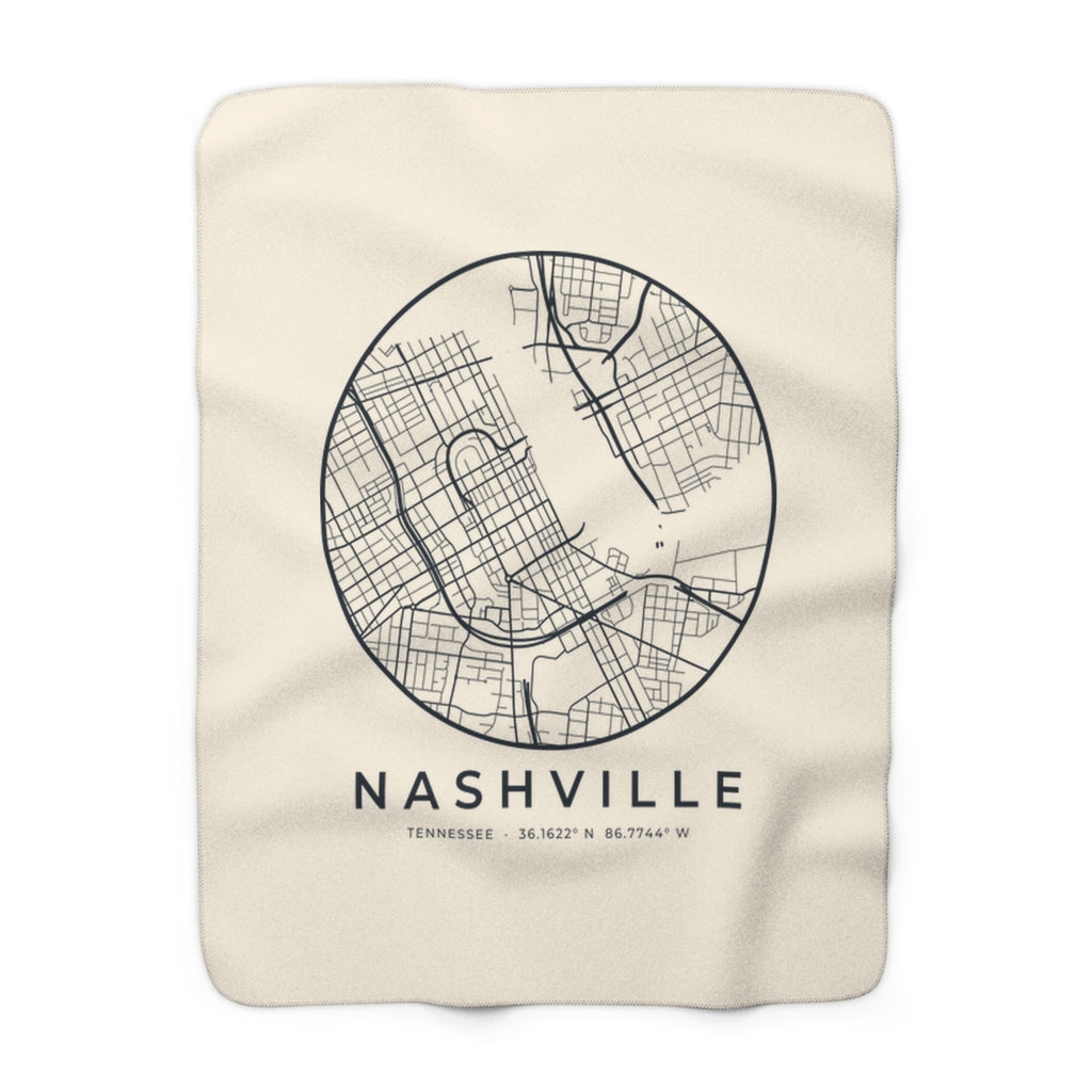 Nashville Street Map Sherpa Blanket