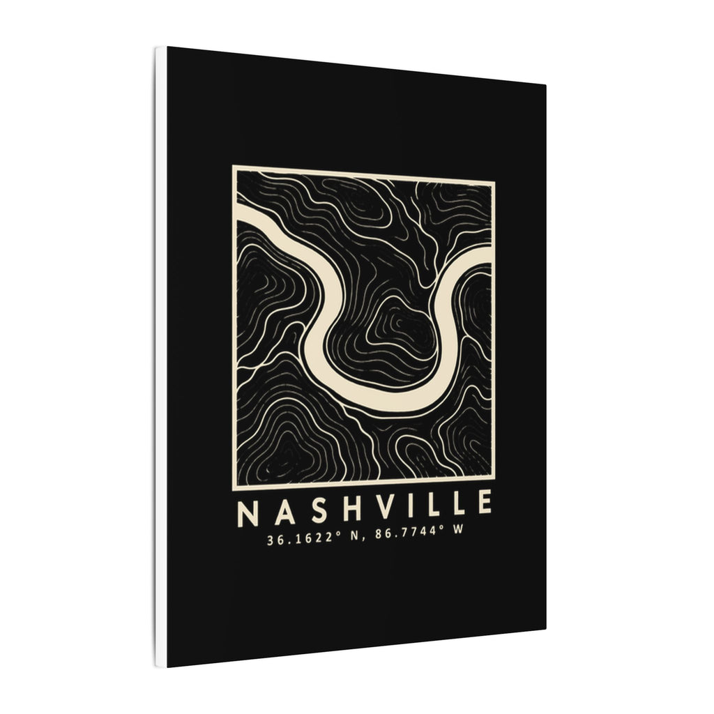 Nashville Topo Map Canvas Print (Black)