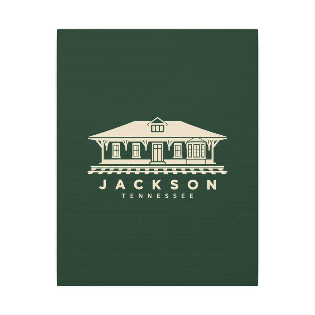 Jackson Train Depot Canvas Print (Forest Green)