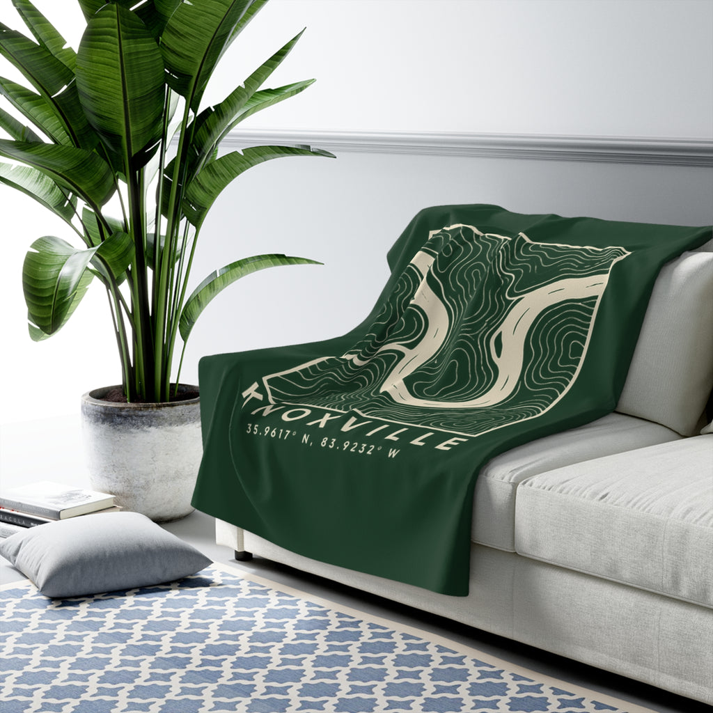 Knoxville Topo Map Sherpa Blanket (Forest Green)