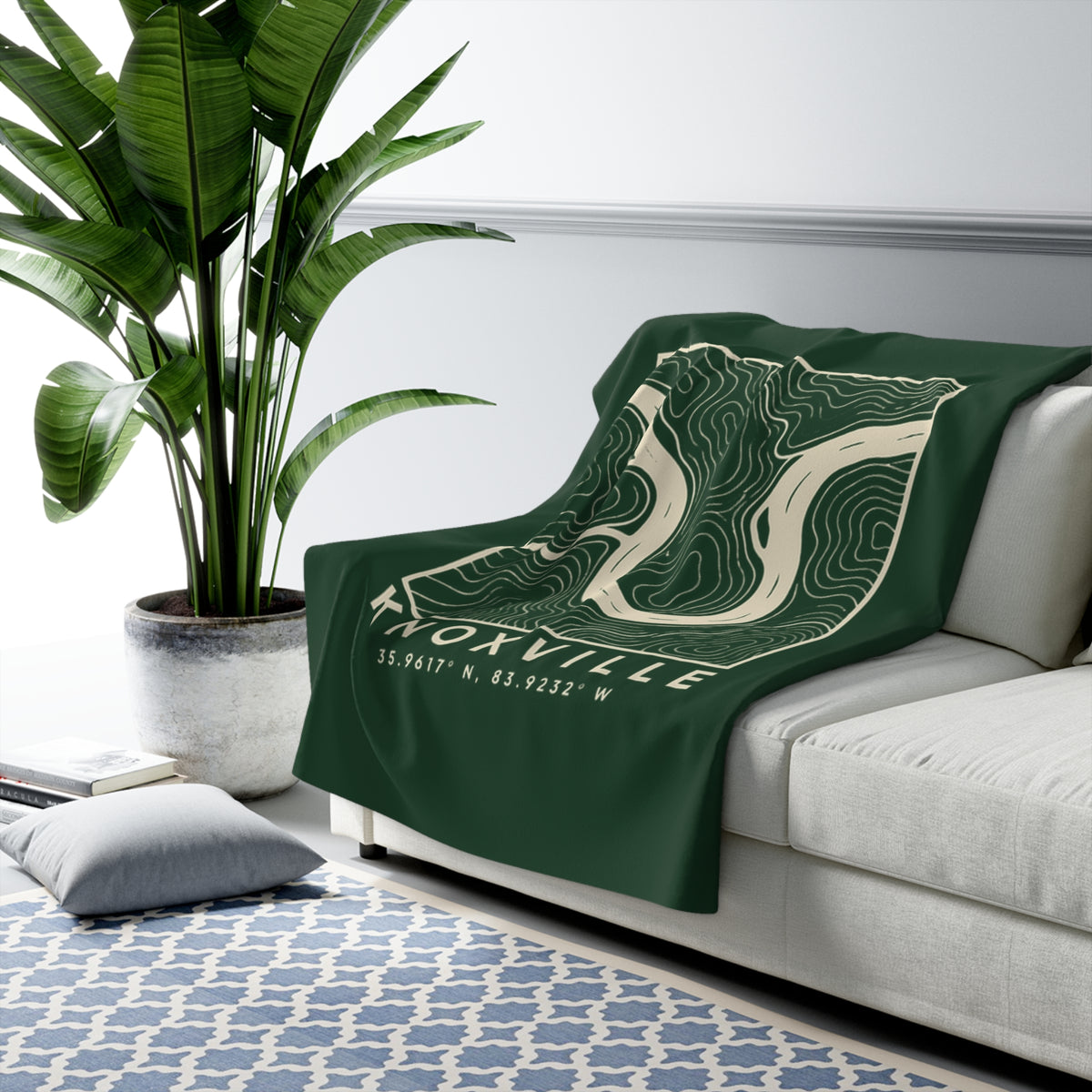 Knoxville Topo Map Sherpa Blanket (Forest Green)