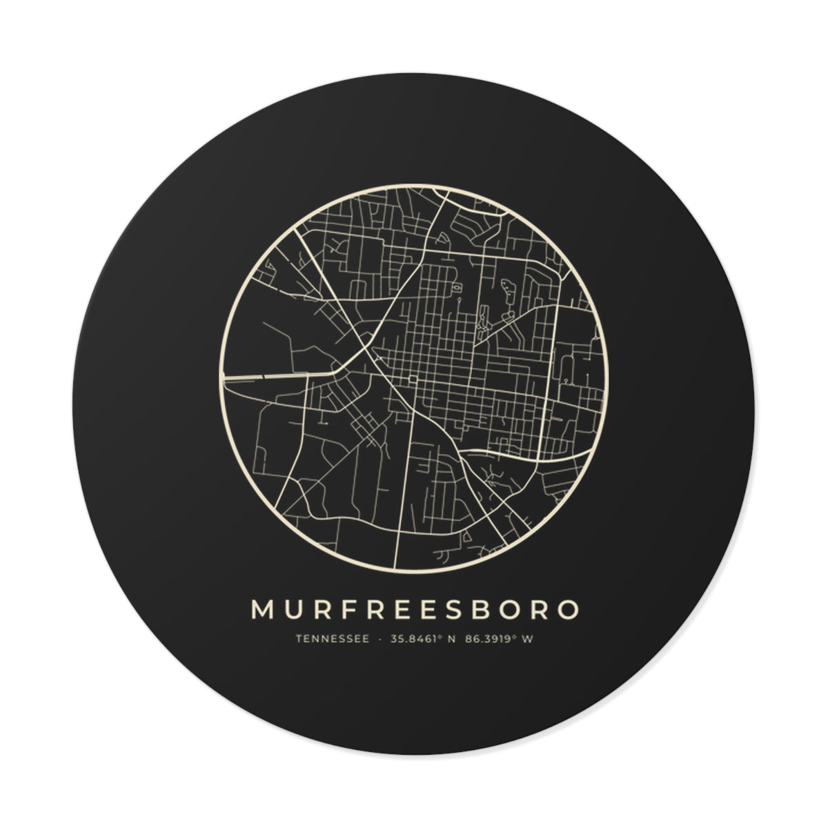 Murfreesboro Street Map Sticker (Black)