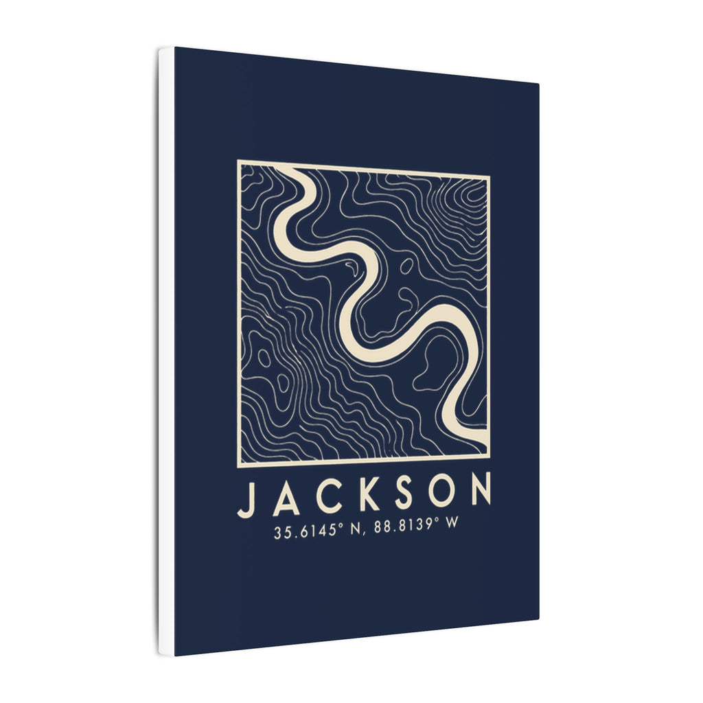 Jackson Topo Map Canvas Print (Navy)