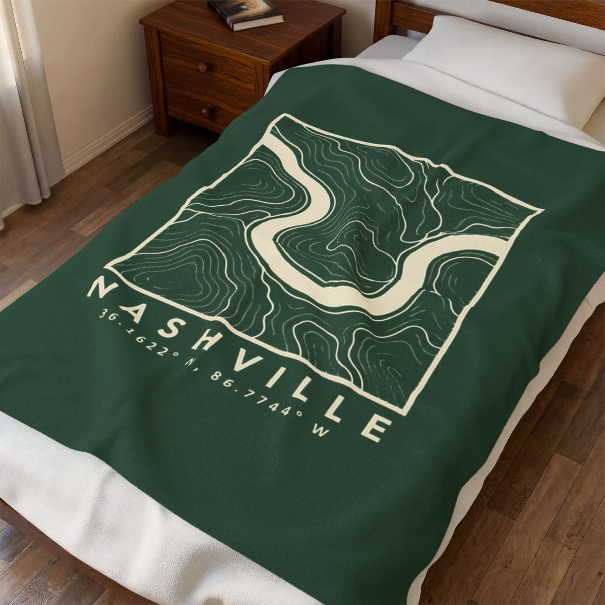 Nashville Topo Map Blanket (Forest Green)