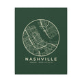 Nashville Street Map Canvas Print (Forest Green)