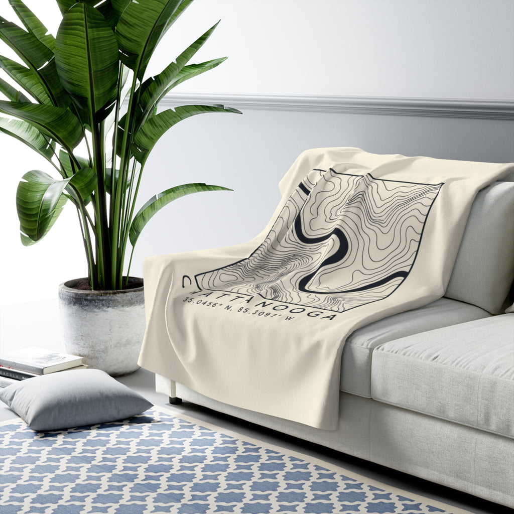 Chattanooga Topo Map Sherpa Blanket