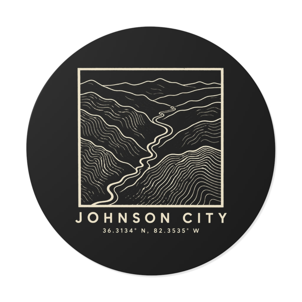 Johnson City Topo Map Sticker (Black)