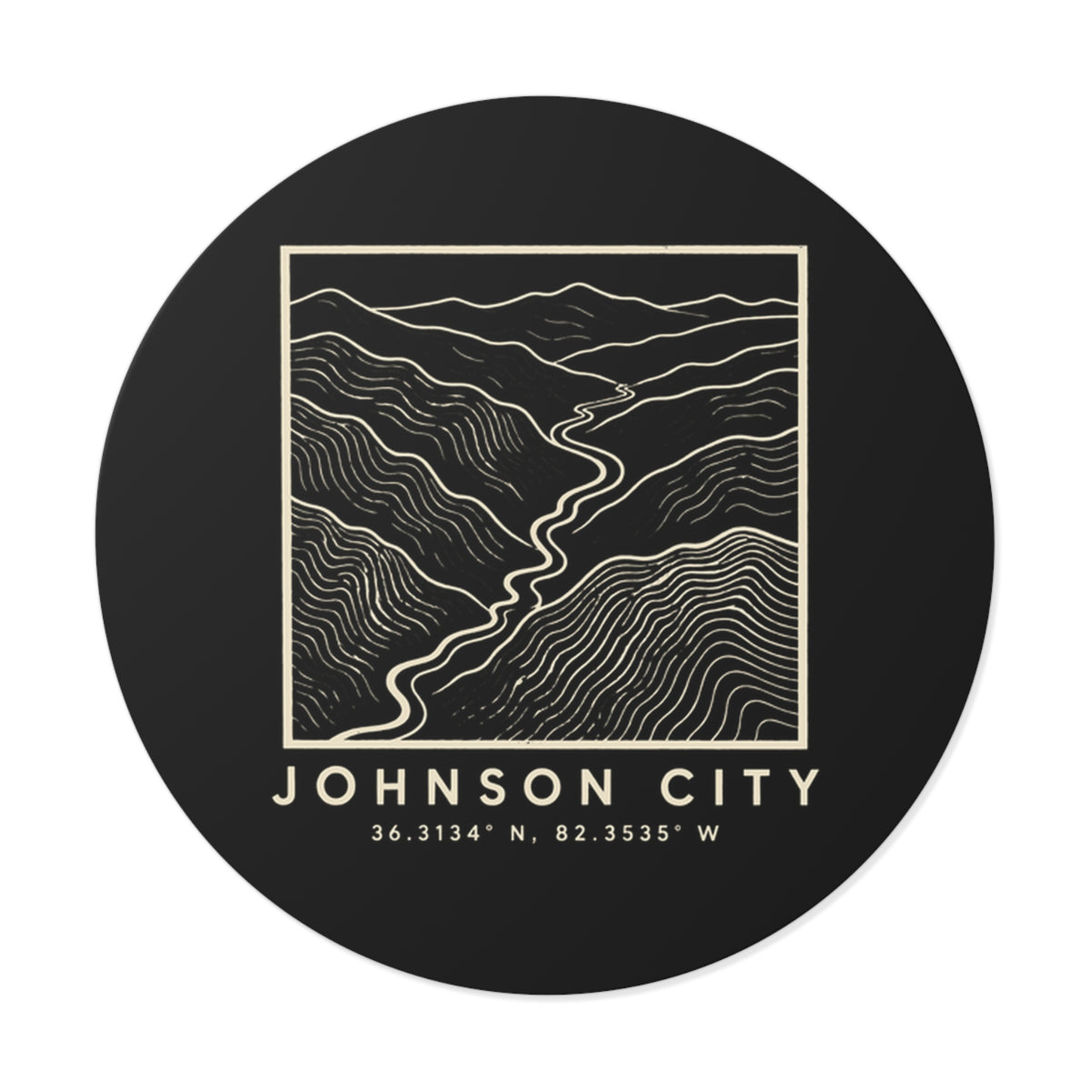 Johnson City Topo Map Sticker (Black)
