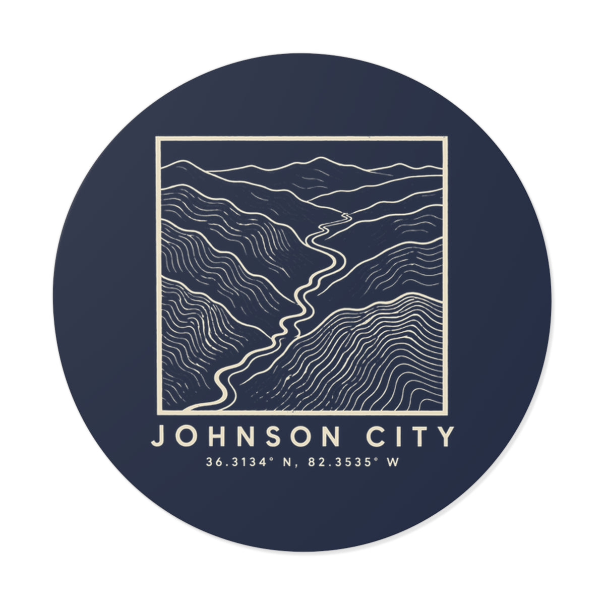 Johnson City Topo Map Sticker (Navy)