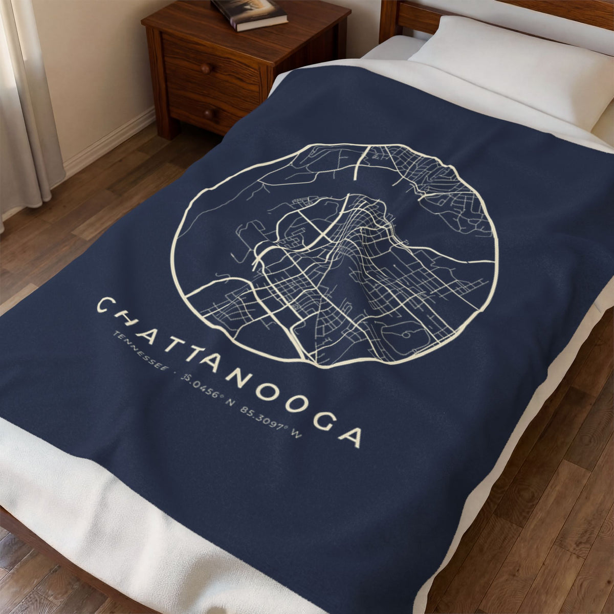 Chattanooga Street Map Blanket (Navy)