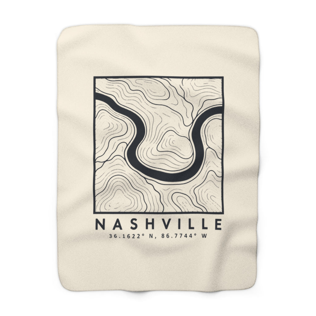 Nashville Topo Map Sherpa Blanket