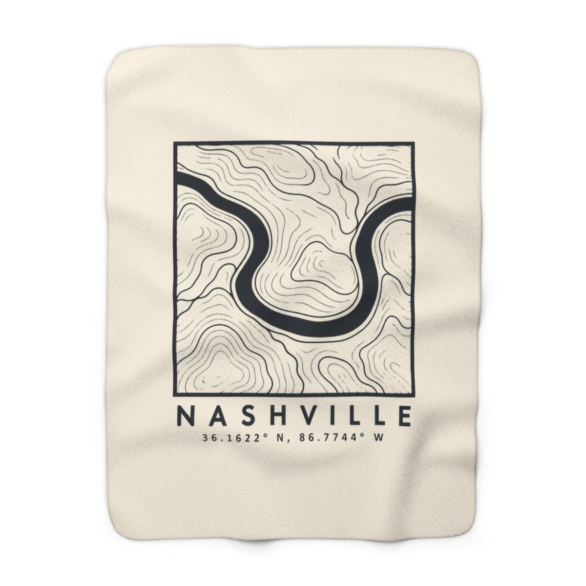 Nashville Topo Map Sherpa Blanket